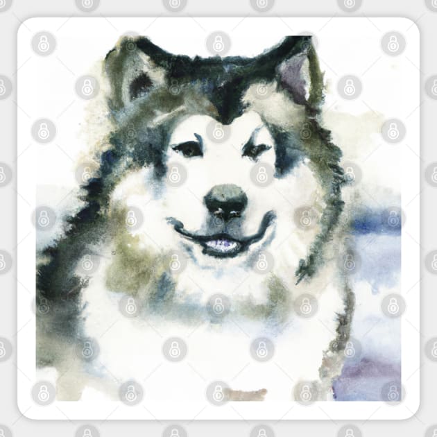 Watercolor Alaskan Malamute - Dog Lovers Sticker by Edd Paint Something